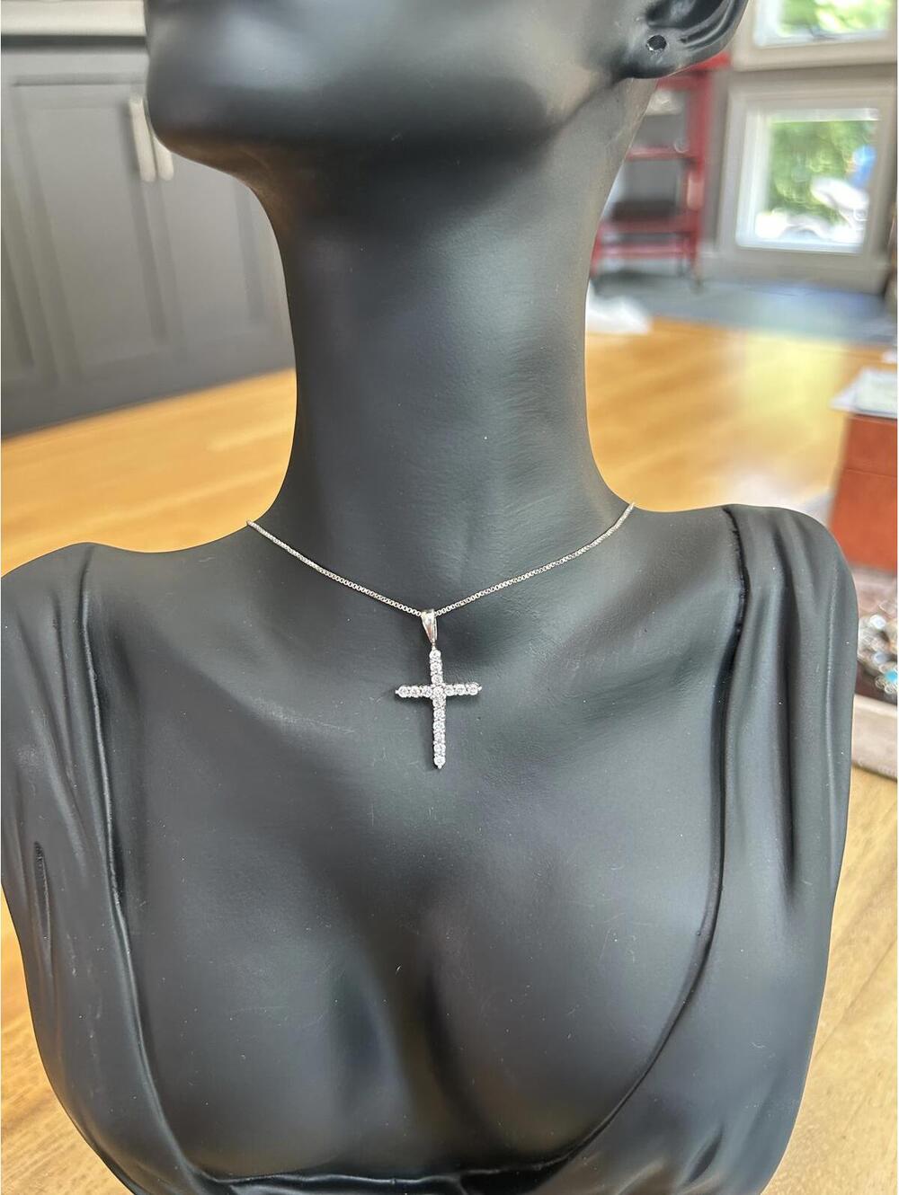 Silver Cross Pendant with Clear Stones